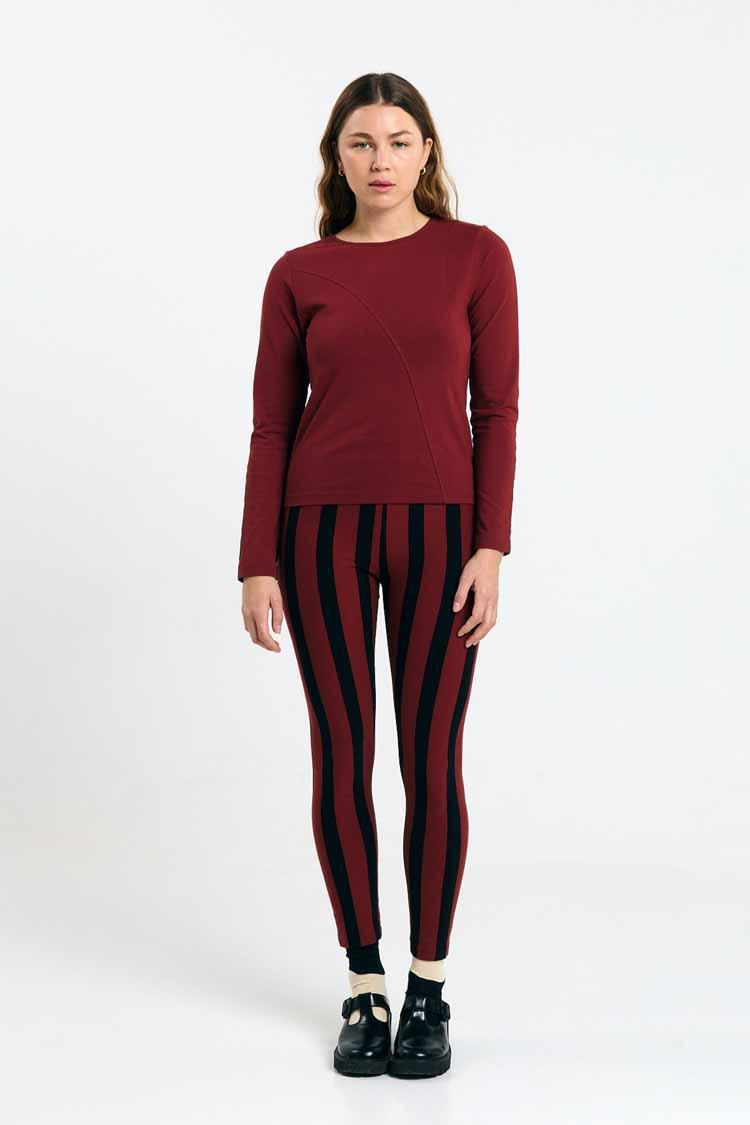 Suite13Lab Ulmo Leggings Stripe Brick Damen Hose schwarz rot